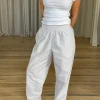 Djerf Avenue Breezy Pants Beige Stripe - Tall Outlet