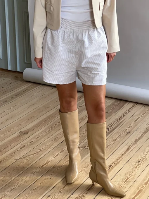 Djerf Avenue Breezy Shorts Beige Stripe New