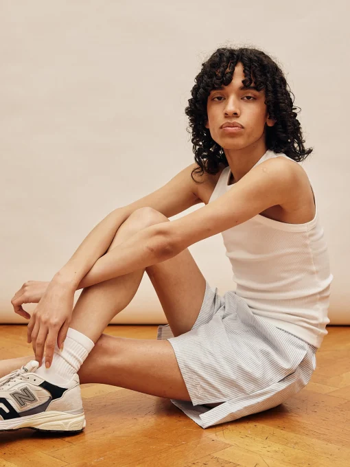 Djerf Avenue Breezy Shorts Blue Stripe Clearance