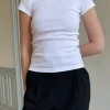 Djerf Avenue Daglig T-Shirt Ribbad Vit Hot