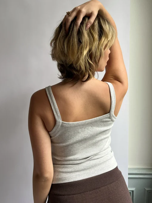 Djerf Avenue Daily Linne Ribbed Grey Melange Clearance
