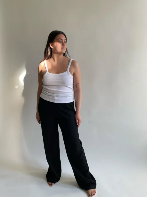 Djerf Avenue Daily Linne Ribbed White Clearance