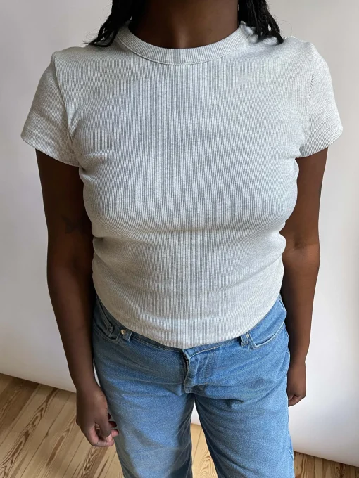 Djerf Avenue Daily T-Shirt Ribbed Grey Melange Flash Sale