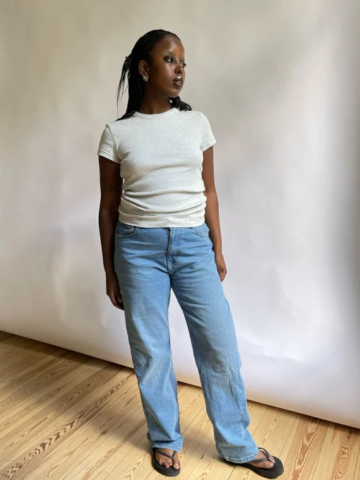 Djerf Avenue Daily T-Shirt Ribbed Grey Melange Flash Sale