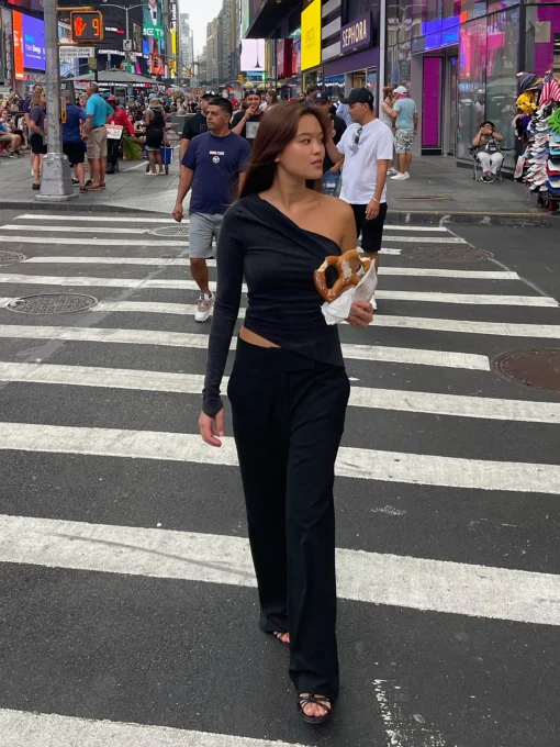 Djerf Avenue Midnight One Shoulder Top Ash Sale