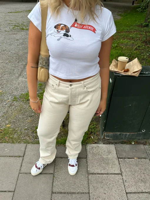 Djerf Avenue Relaxed Jeans Cream - Tall Clearance