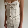 Djerf Avenue Remake Denim Butterfly Belt Cream Clearance