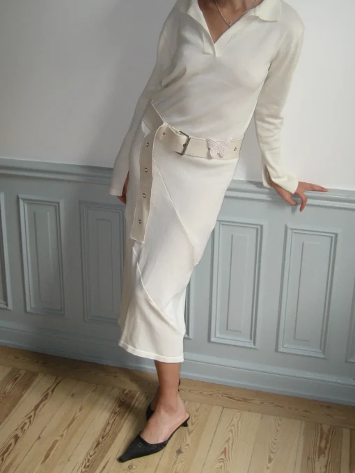 Djerf Avenue Remake Denim Butterfly Belt Cream Clearance