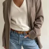 Djerf Avenue Remake Getaway V-Neck Top Cream Fashion